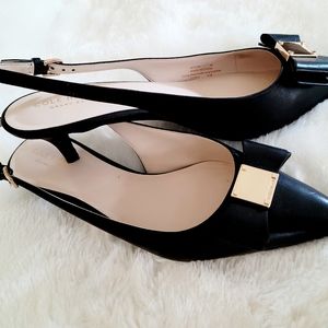 Cole Haan Bow Leather Slingback Kitten Heel Pump